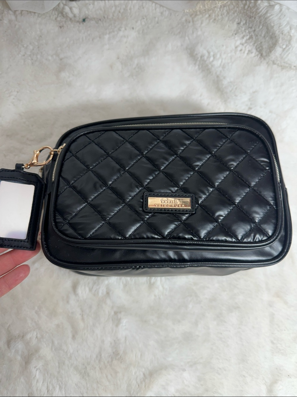 Trina trina Turk black makeup bag with mirror keychain - Picture 2 of 5